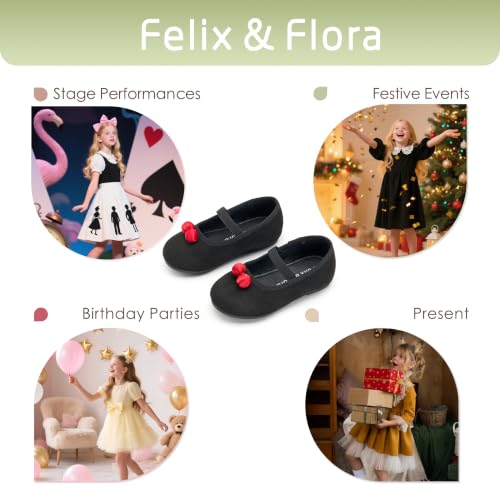 Image of Felix & Flora Toddler Flower Girl Dress Shoes - Girl Ballet Flats Party School Shoes Wedding