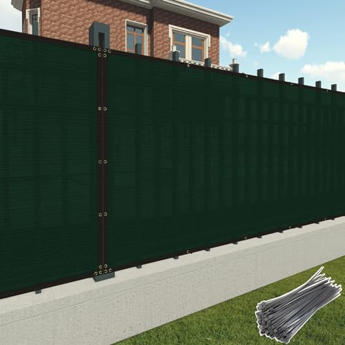 Patio 6 x 20 Fence Privacy Screen Green Commercial Grade Mesh Shade Fabric with Brass Gromment...