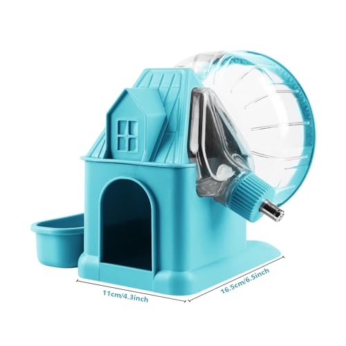 4 in 1 Silent Large Hamster Wheel Multifunctional Hamster Running Wheel Quite Running Spinner Wheel Accessories with Food Bowl Water Bottle for Hamsters Dwarf Gerbil (Blue) by NATURE Ann - Image 6