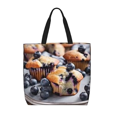 Kfjghhl Blueberry Muffin 03 Totes Bag Grande Capacità Mano Spalla Cerniera Donna Signora Ragazza Negozio Borsa Lavoro College Quotidiano