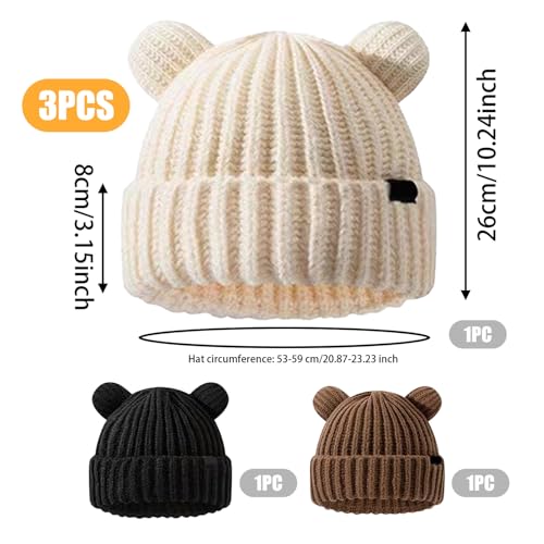 Gorro de punto de oso para esquiar y andar en bicicleta con puños 4