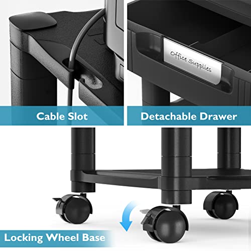 Maxgear Printer Stand, Under Desk Printer Stand With File Storage And Cable Management, Height Adjustable Printer Cart, 2 Tier Computer Printer Desk Stand With 4 Wheels, 3D Printer Table For Office #TOP4