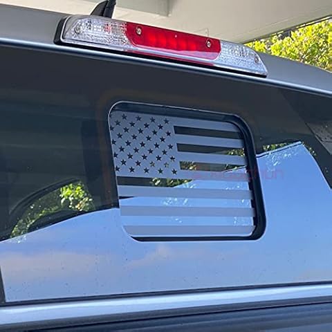 Zxiaochun Rear Middle Window American Flag Decal for Ford Ranger 2018-2022 2023 2024 Back Centre Sliding Window Glass USA Flag Vinyl Sticker (Matte Black) Cover