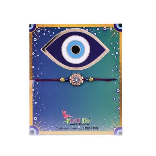 Evil Eye Rakhi for Brother | Handmade Adjustable Raksha Bandhan Rakhi with Floral Designer Charm & Nazar Beads | Premium Protective Rakhi Gift for Bhai-picture-40
