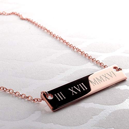 Customize Your Own Large Roman Numerals Bar Necklace 16K Gold Silver Rose Gold Plated Multi Occasions Valentine's Day Christmas Bridesmaid Wedding Gift #TOP2