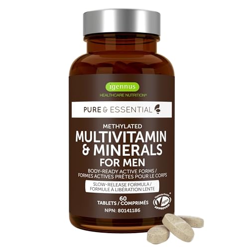 Igennus Methylated Men's Multivitamin, 21 Actives, Clean Label, All Day Nutrient Delivery, Expertly Formulated For Male Wellness, Energy & Heart Health, 60 Easy-to-Swallow Vegan Tablets, Non-GMO, Halal