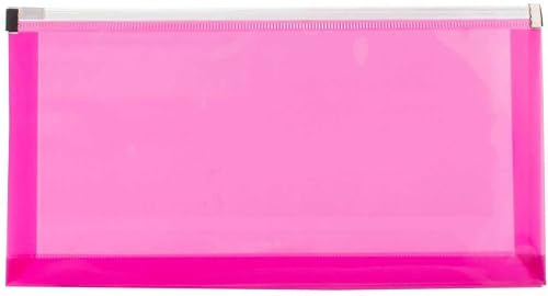 JAM PAPER Plastic Envelopes with Zip Closure - #10 Booklet Wallet - 5 x 10 - Fuchsia Pink - 3/pack