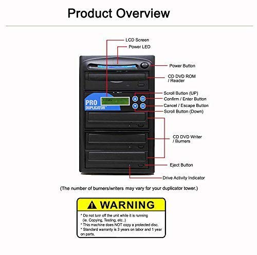 Produplicator 1 to 5 Blu-ray BD BDXL M-Disc CD DVD Duplicator - Standalone Copier Duplication Tower - Thumbnail 4