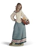 LLADRÓ Figura Mujer Recogida De Frutas. Figura Mujer de Porcelana.