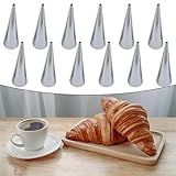 FACAIIO Tubos antiadherentes de acero inoxidable para hornear pan con bordes inclinados para un uso fácil, paquete de 12