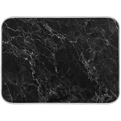 Auskid Black Marble Dish Drying Mat 18 x 24 inch,Dish Drainer Kitchen Counter Mat Bottles Dish Dry Pad Protector for Kitchen Countertops Cover