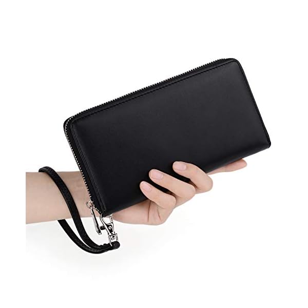 UTO Women Wallet RFID Large Leather Zip Around Card Holder Checkbook Passport Organizer Ladies Travel Clutch with Wristlet CA - Image 3