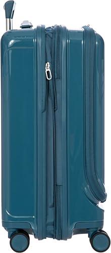 Image of Bric's Positano Trolley Spinner - Carry-On Luggage with Built-In USB Port and Lock - Lightweight Suitcases Made From Durable Polycarbonate - Protector Cover Included - 21 Inch with Pocket, Sea Green