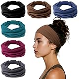 Diademas para mujer, bandas elásticas anchas para la cabeza, bandas gruesas antideslizantes, bandas deportivas elásticas para el sudor para lavarse la cara, maquillaje, spa, correr (gris oscuro