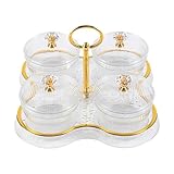 Lycass ドライフルーツトレイ 仕切り付きサービングトレイ 多目的キッチン収納ジャー キャンディナッツ皿 パーティー ダイニングルーム ホームリビングルーム用, 透明な4グリッド