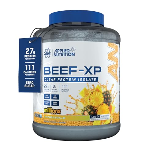 Applied Nutrition Clear Hydrolysed Beef Protein Isolate Powder, Fruit Juice Style, Dairy Free, Lactose Free, Zero Sugar, Low Fat, 1.8kg – 60 Servings (Pineapple Millions)