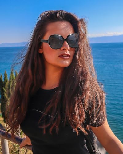 Womens Polarized Sunglasses Trendy Large Round Anti Glare Driving Sun Glasses Ladies Cute Big Frame Shades4