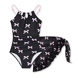 Afsmlys Girls Swimsiut One Piece Bathing Suit with Mesh Cover Ups Adjustable Straps Swim Suit Kids Little Girl Swimwear Size 7 8 Black