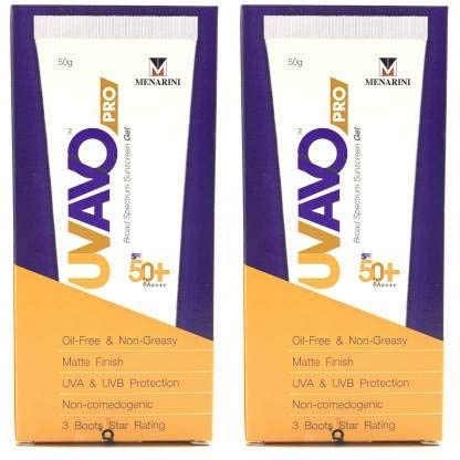 UVAVO Pro SPF 50+ Broad Spectrum Sunscreen Gel with IR Protection-50gm-(Pack of 2)