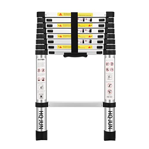 (8.5Ft/2.6M) Telescoping Ladders,EN131Standards Multi-Purpose Folding Aluminum Extension Ladder by HQJUN - Used condition - US$62.74
