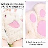 NyxSeat 1 para dziecięcych rękawic z kociej łapy, ciepłe rękawiczki zimowe dla dziewczynek, ciepłe pluszowe rękawiczki bez palców, wiatroszczelne, grube aksamitne rękawiczki z miękkimi łapami kota