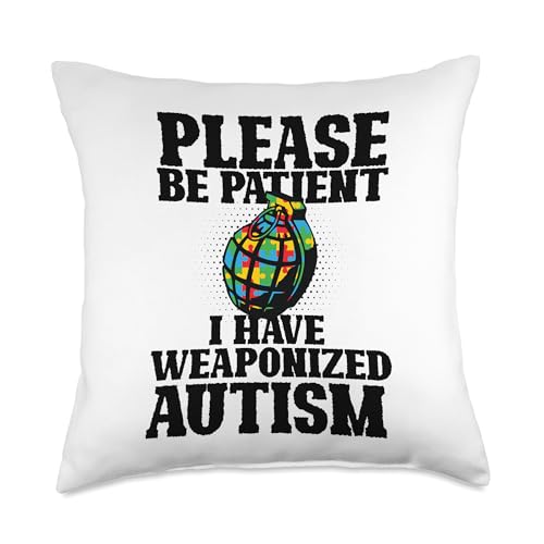 Be Patient I Have Weaponized Autism Puzzle Piece Kid Child Throw Pillow