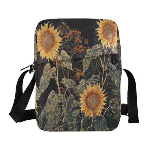 Retro Sunflowers messenger bag for women crossbody Shoulder Bag Womens Purse Cross Body Adjustable Strap for outdoor sports work