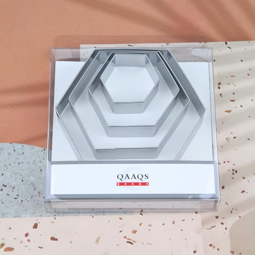 Hexagon Cookie Cutter Set Large - 5 Inch, 4 Inch, 3 Inch, 2 Inch - Honeycomb Geometric Frame Plaque Cookie Cutters Shapes Molds - Stainless Steel by QAAQS - Image 5