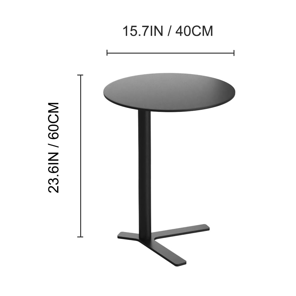 C Shaped End Table Round Side Table Small Sofa Coffee Table for Living Room | Metal Side Table for Couch Patio Outdoor, Bedside Table Nightstand for Bedroom, Unique Aesthetics Simple Drink Accent Table