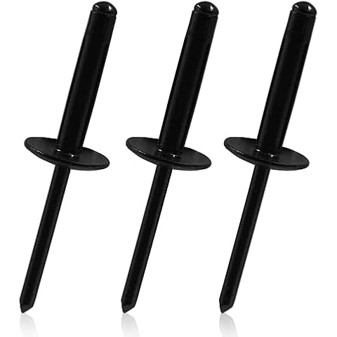 Zorveiio 50Pcs Black Aluminum Tri-Fold Exploding Pop Rivets 3/16 Large Flange,3/16''x1'' Large Head Tri Grip Pop Blind Rivets Exploding for Kayak,Automotive & Furniture Cover