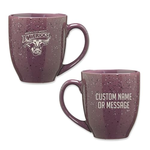 Image of Rico Industries NCAA Minnesota State-Mankato Mavericks Purple Personalized 16 oz Team Color Laser Engraved Speckled Ceramic Coffee Mug