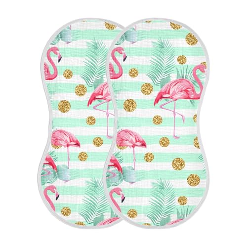 xigua Flamingos Muslin Baby Burp Cloths Set of 4, Super Soft & Absorbent Burping Rags, Cotton Burp Clothes Shower Gift for Newborn, Baby Girls and Boys2