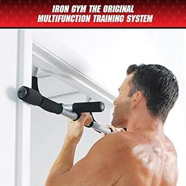 Iron Gym Pull-Up Bar – Total Upper Body Workout Bar for Doorway, Adjustable Width Locking, No Screws Portable Door Frame Horizontal Chin-up Bar, Fitness Exercise