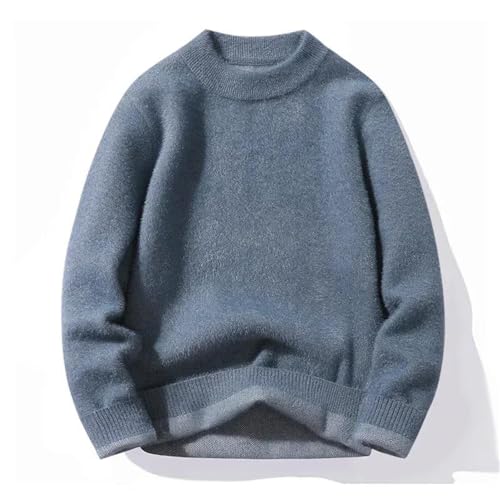Men's Solid Color Cashmere Sweater Crew Neck Long Sleeve Pullover Knitted Sweater2