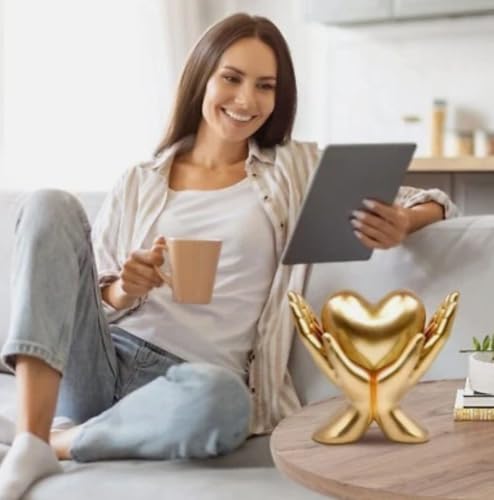 Image of VRB Dec 1 Set for Statue Study Office Desk Decor Showpiece Gift Decoration Accessories Items Decorative Showpeice for Home ((Golden Heart in a Han))