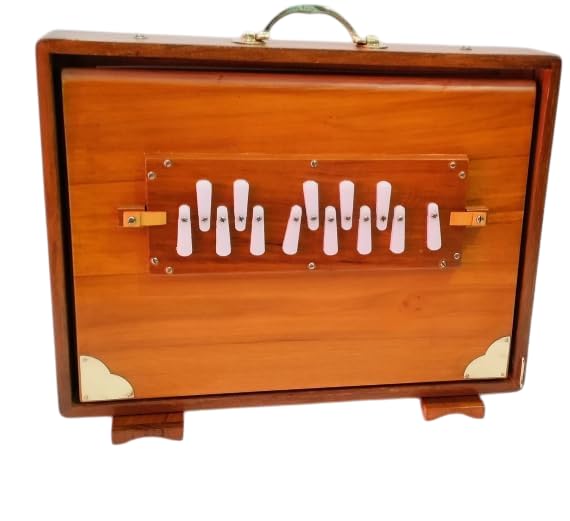 Shruti Box, 16x12x3" Pure Teak wood with (Copper Tongue) and FOOT PEDAL, gig Bag, Natural Color, Musical Instrument Tuned 440Hz (432Hz on Requested)