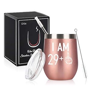 Livole 30. Geburtstagsgeschenke Edelstahl Weinbecher, 30th Geburtstags Geschenke für Frauen, 12oz 350ml Weinglas mit…