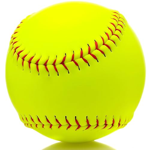 Mofizarex Sports Practice Fastpitch Softballs, 12 Inch Yellow Softballs Training Ball Unmarked & Leather Covered for Games, Practice and Training