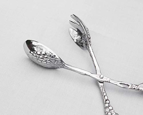 Arthur Court Designs Grape Pattern Heavy Duty Aluminum Serving Tongs, Polished Salad Servers, Buffet Party Catering Serving, Durable Salad Servers For Kitchen For Salad/Ice/Bread 10.5 Inch Long #TOP2