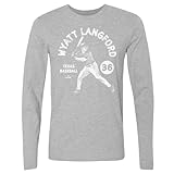 500 LEVEL Wyatt Langford Long Sleeve Shirt - Wyatt Langford Texas Stamp WHT (Heather Gray, Medium)