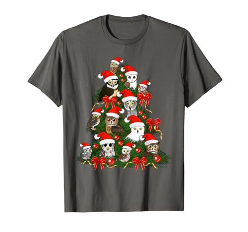 Extremely Cute Cartoon Owl Christmas Tree T-Shirt