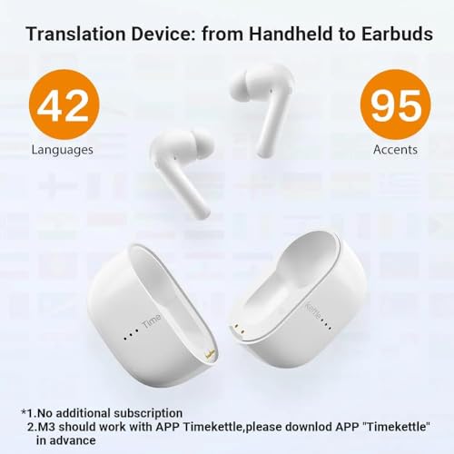 Image of Timekettle M3 Language Translator Earbuds, Two-Way Translator Device with APP for 40 Languages & 93 Accents Online, Voice Translator for Exploring Expat Life Freely, Compatible with iOS & Android