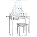 VASAGLE Makeup Vanity Set with Large Frameless Mirror, Makeup Dressing Table Set for Bedroom, Bathroom, 5 Drawers and 1 Removable Storage Box, Cushioned Stool,White URDT25W