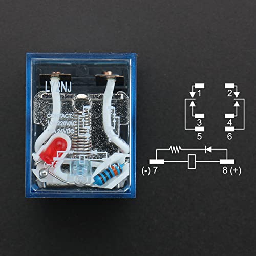 Baomain General Purpose Power Relay Ly2Nj Ac 36V Coil 8 Pin Terminal With Din Rail Ptf08A Socket Base #TOP4