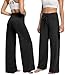 ZOOSIXX Soft Black Pajama Pants for Women, Wide Leg Comfy Casual Lounge Yoga Capri Pants 22'' / 30''