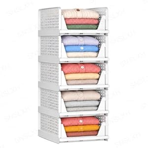 SNSLXH Closet Organizers and Storage, 5 Pack Stackable Closet Bins