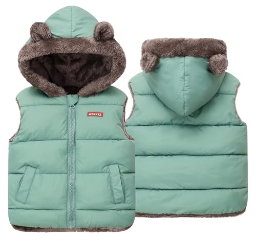 Image of Happy Cherry Toddler Kids Puffer Hooded Vest Down Fleece Lined Jacket Windproof Coat for Winter Fall Spring