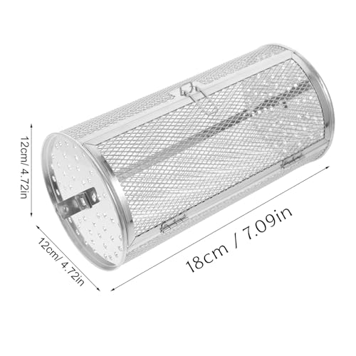 Rotatable Grilled Cage Air Fryer Oven Basket,360 Degree Heating Rotating Cages Rotisserie Basket for Baking Nuts, Coffee Beans, Peanut or BBQ Roaster Tool, Food Grade Stainless Steel (120mm*180mm) - Thumbnail 2