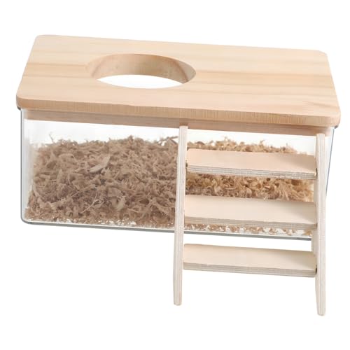 Totority 1 セット ハムスターのバスルーム 掘削砂容器 ハムスターバスタブ ハムスターバスルーム ハムスターの隠れ家 ハムスターシェルターハウス 木 Transparent
