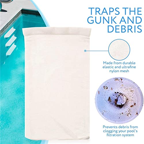 Homyl 30 x meias brancas para filtro de piscina, cesta meia manga rede de tela para